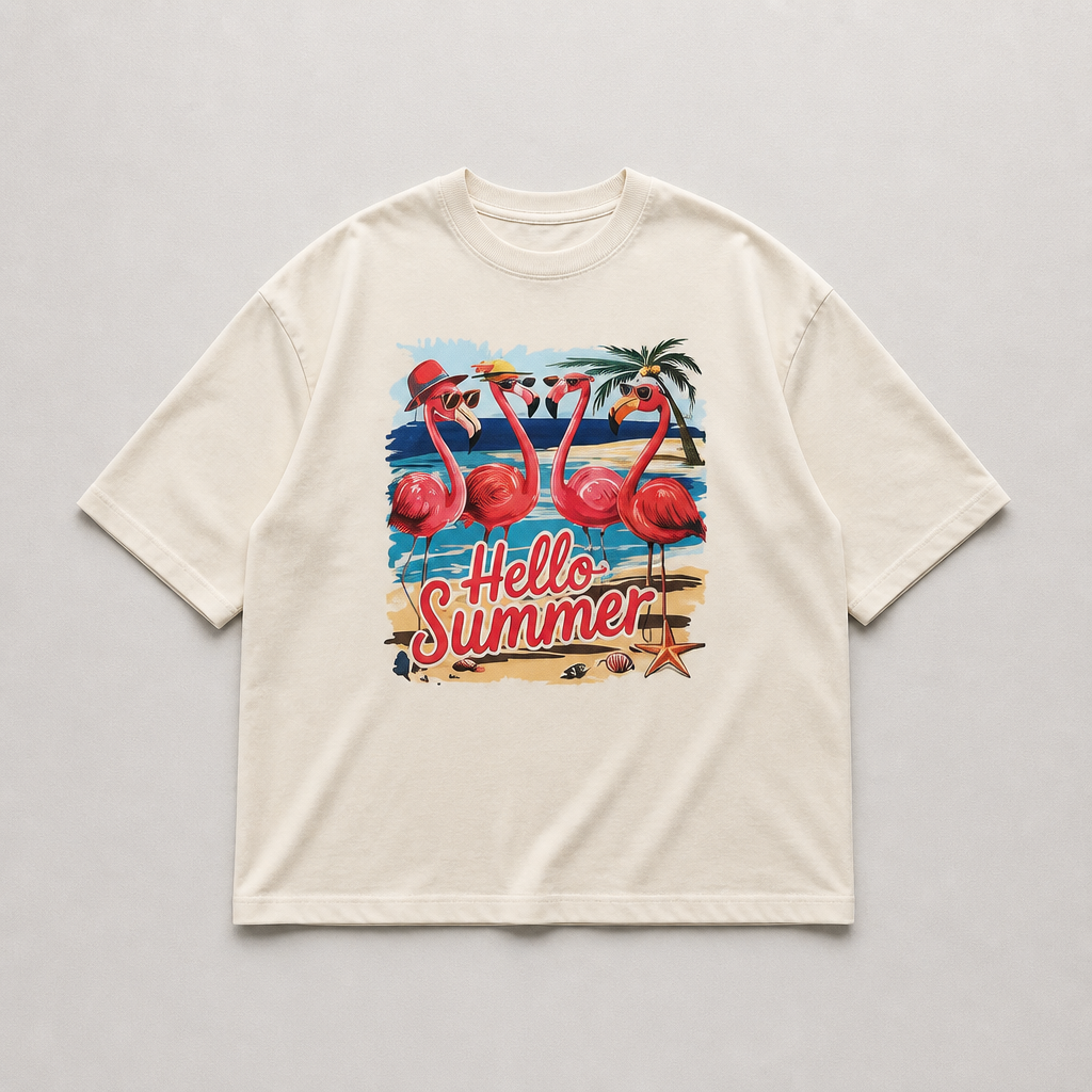 T-shirt Hello Summer – Flamants Roses