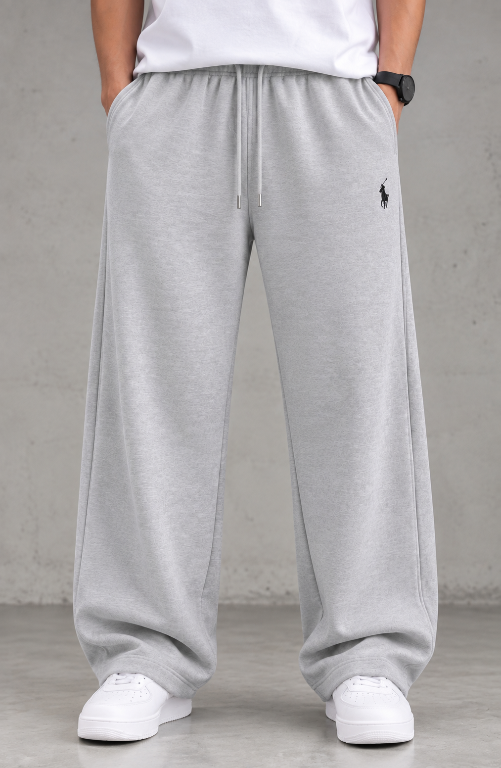 Baggy polo noire et gris et gris foncé