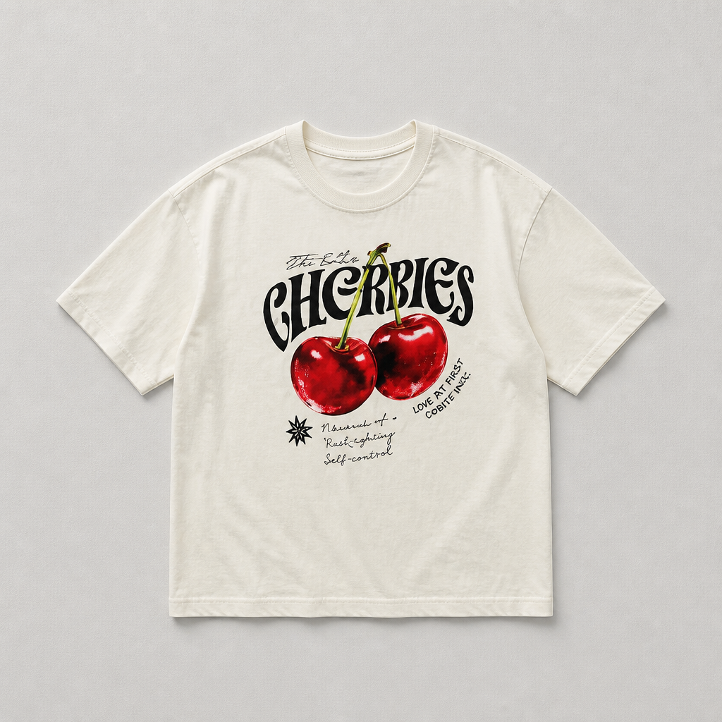 T-shirt Oversize "Cherry" – Blanc