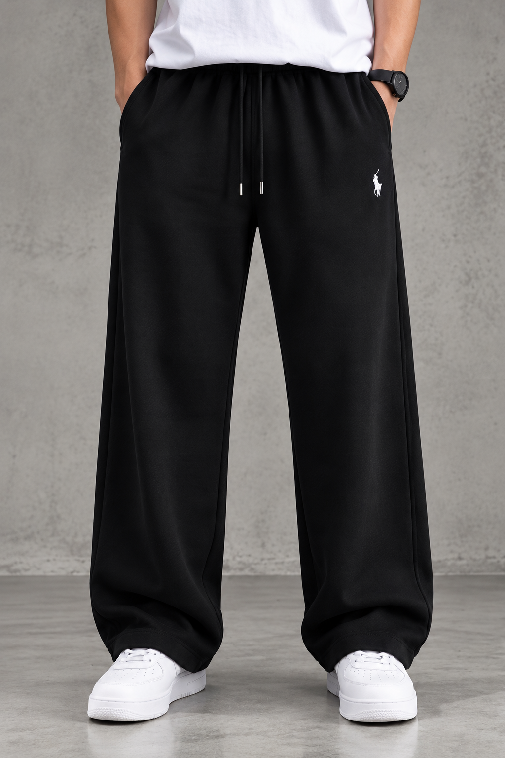 Baggy polo noire et gris et gris foncé