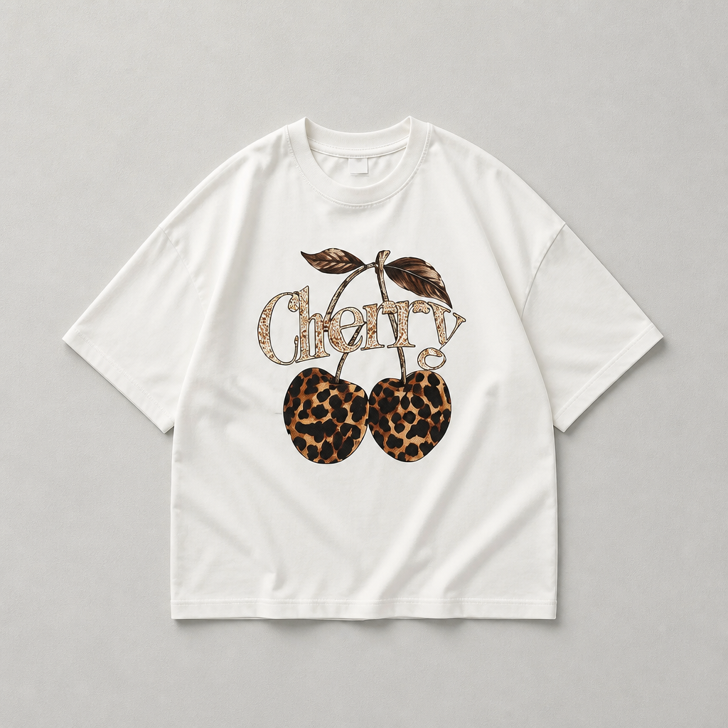 T-shirt Oversize "Cherry" – Blanc