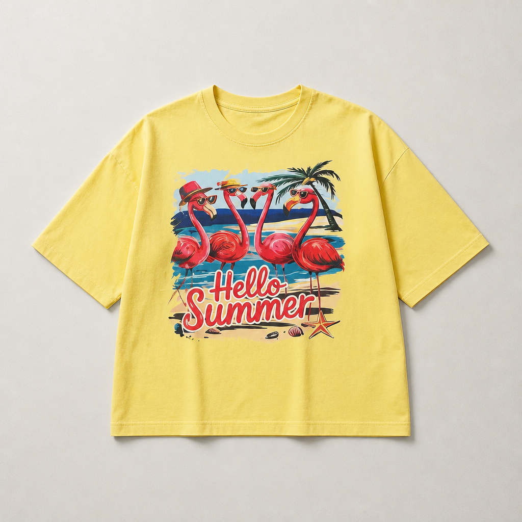 T-shirt Hello Summer – Flamants Roses